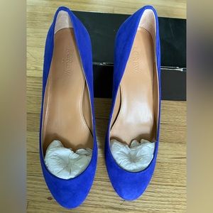 J.Crew Lily Suede Heel Flats, blue, size 9